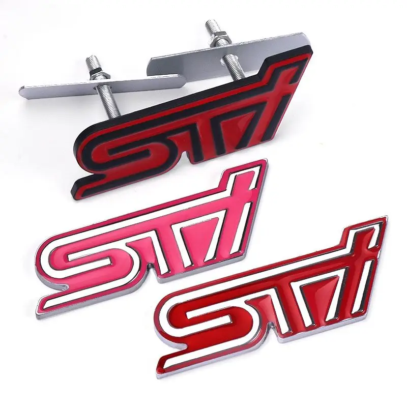 3D Metalen Sti Grille Badge Emblem Auto Sticker Voor Subaru Forester Legacy Impreza Outback Wrx Wrc Auto Styling Accessori