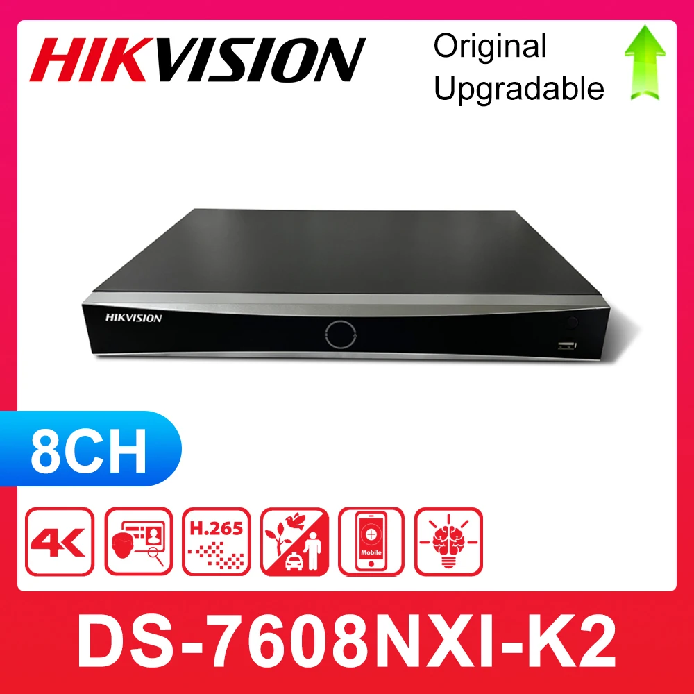 Hikvision 4K Nvr 8Ch Ds-7608Nxi-K2 E 16Ch Ds-7616Nxi-K2 32Ch Ds-7632Nxi-K2 Interfacce Acusense Nvr 2Sata H.265 Hik-Connect