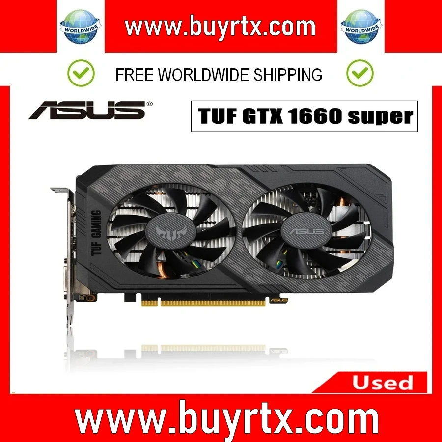 2024 Schede Video Da Gioco Asus Tuf Gtx 1660 Super 6Gb Usate Scheda Grafica Gpu Gtx 1660 S 6G