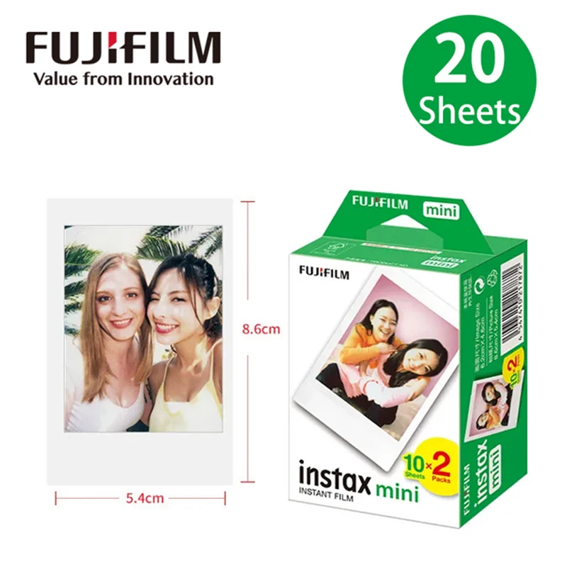20 Fogli Originali Fujifilm Instax Mini Film White Edge Photo Papers Per Mini 11 12 9 8 7S 90 25 55 40 Mini Evo Fuji Instax Film