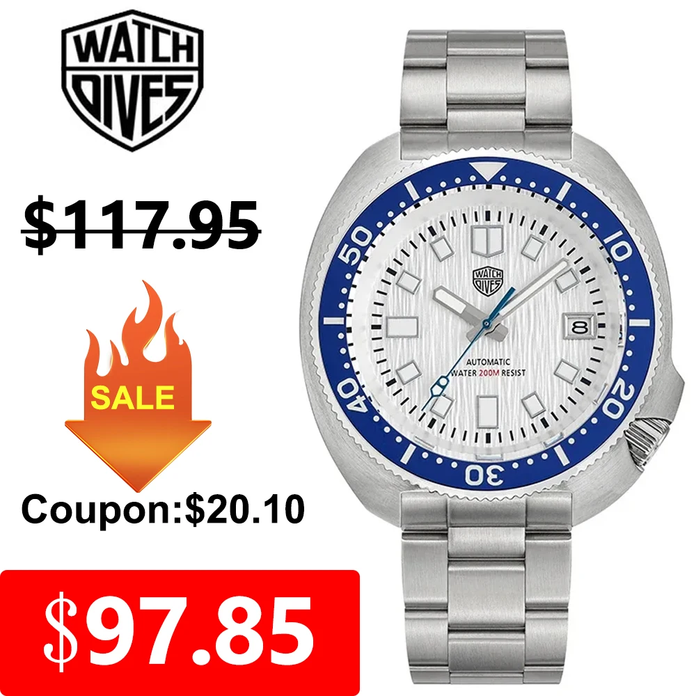 Watchdives Wd6105 Fashion Captain Willard Dive Watch Zaffiro Luminoso Nh35 Movimento Impermeabile 300M Orologio Da Polso In Acciaio Inossidabile