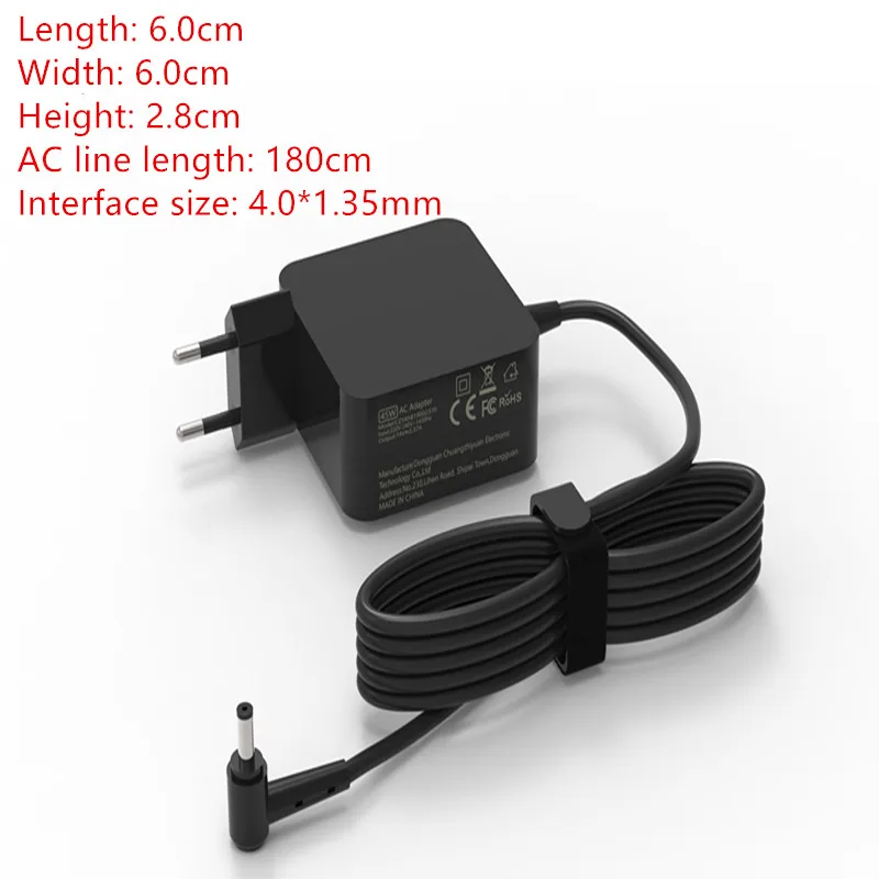 Caricabatterie Rapido Per Notebook 19V 2.37A 45W 4.0X1.35Mm Adattatore Di Rete Per Asus Vivobook F540L F541U X540L X540Y X540S X541Ua X553M Zenbo