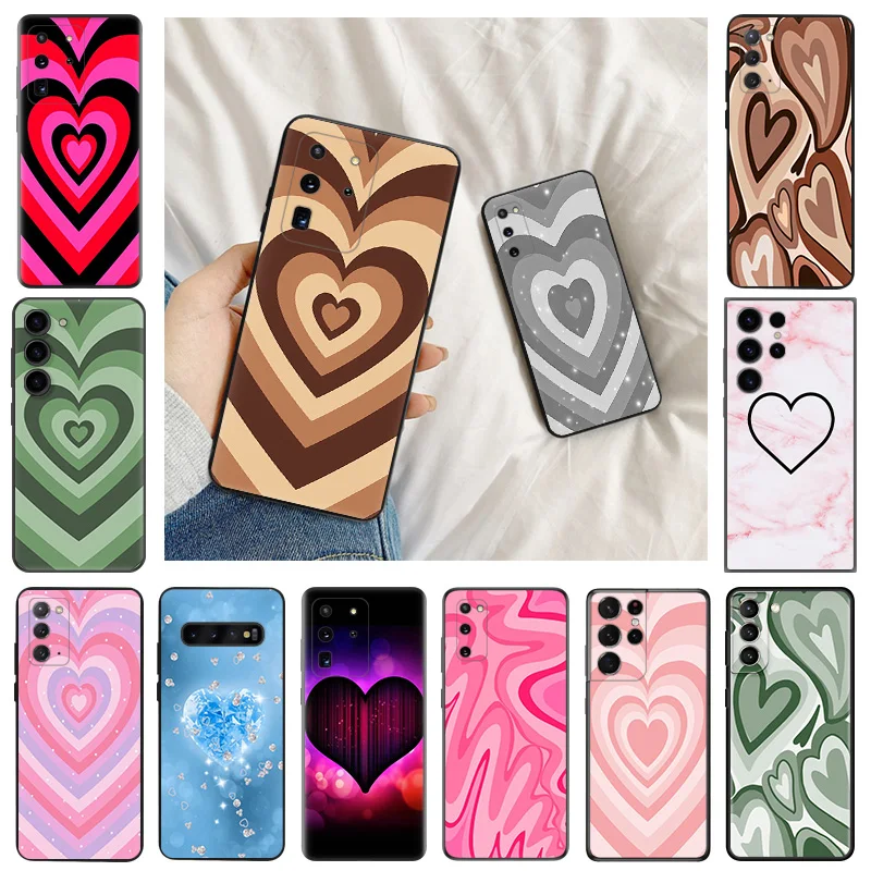 Custodia Morbida Anti-Goccia Per Samsung S24 Note20 Ultra S22 S21 Plus S20 S10 5G Green Heart Circle Galaxy S23 Fe S10E Cover