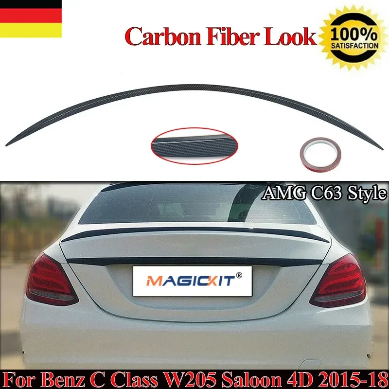 Magickit Per Benz W205 C63 Amg 15-19 Stile Oe Tronco Spoiler Ala Stile Fibra Di Carbonio