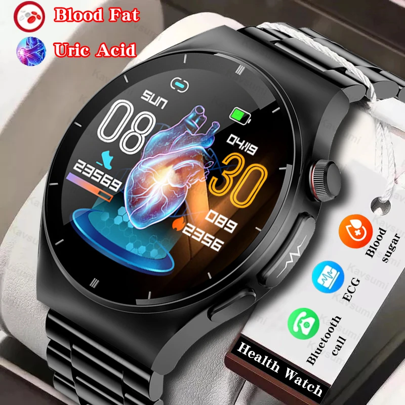 Nuovo Bluetooth Call Blood Glucose Smart Watch Men Acido Urico Blood Lipid Blood Pressure Ecg + Ppg Health Smartwatch Per Xiaomi Apple