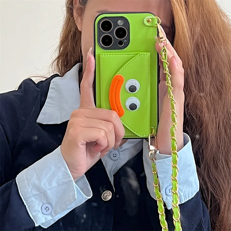 Custodia Per Carte Split Green Frog Con Tracolla Regolabile Per Iphone 15 14 13 12 11 Custodie Promax
