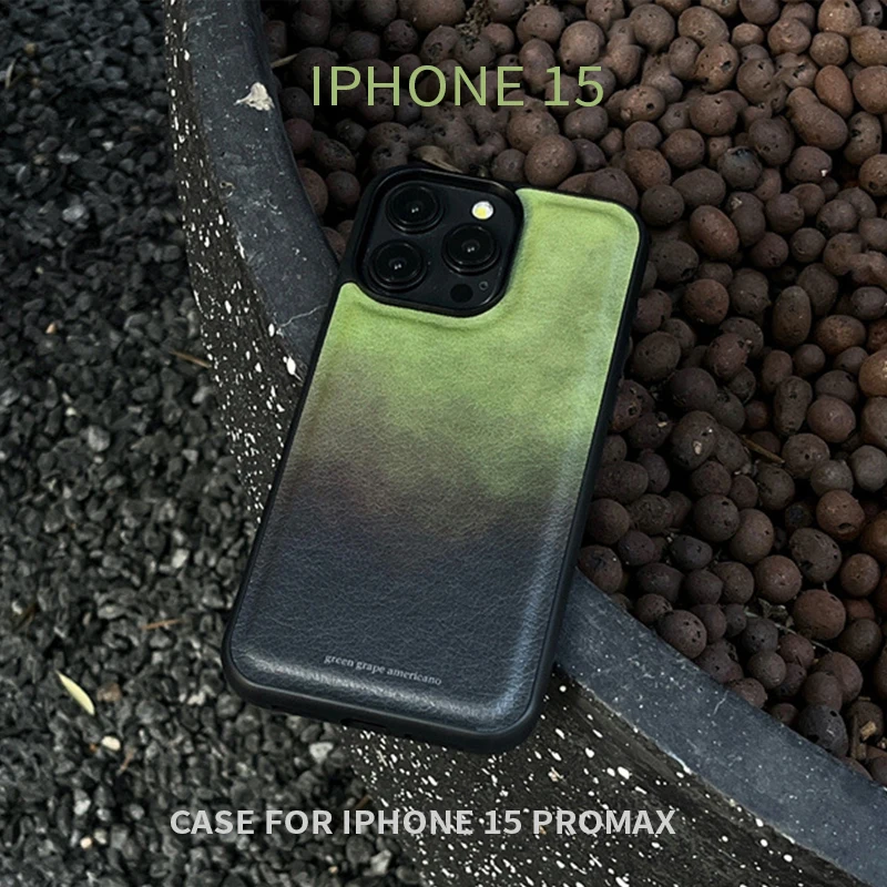 Per Iphone 15 Promax 2024 New Ins Net Red Niche Retro Gradient Matcha Custodia Antigoccia In Pelle Verde 15 Pro 14 13 12 11