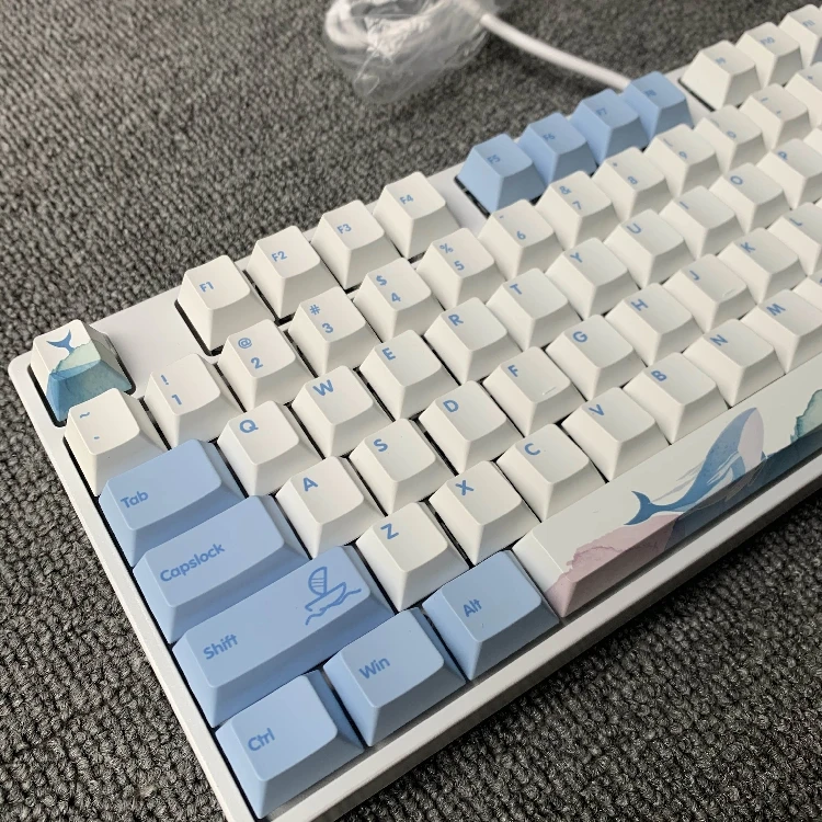 108 Tasti Ocean Whale Theme Cherry Profile Pbt Keycaps Per Tastiera Meccanica Dye-Sublimation Blue White Gaming Keycap Custom
