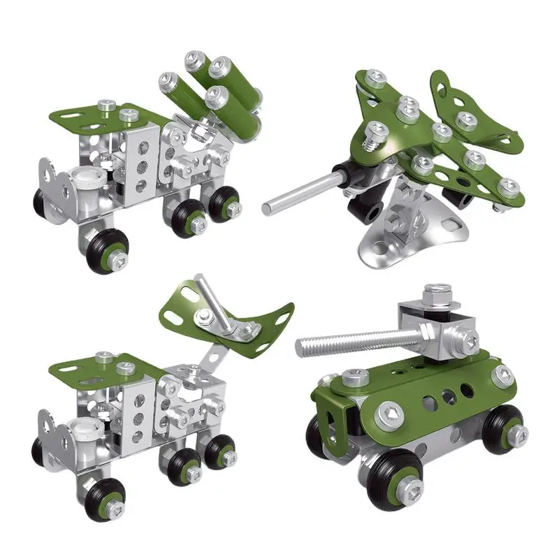Building Block Toys Metal Bricks Puzzle Engineering Set Car Engineering Building Vehicles Playset Toys For Kids Girls Boys