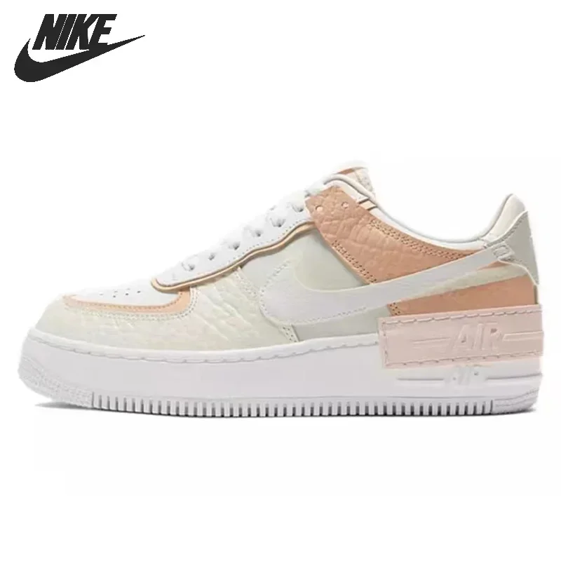 Nike-Chaussures De Skate Air Force 1 Pour Femme, Basses Classiques Af1 Shadow, Beige