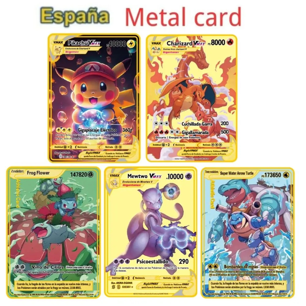 10000Ps Arceus Vmax Pokemon Cards Carte Spagnole In Metallo Pikachu Charizard Vstar Golden Limited Kids Gift Game Collection Cards