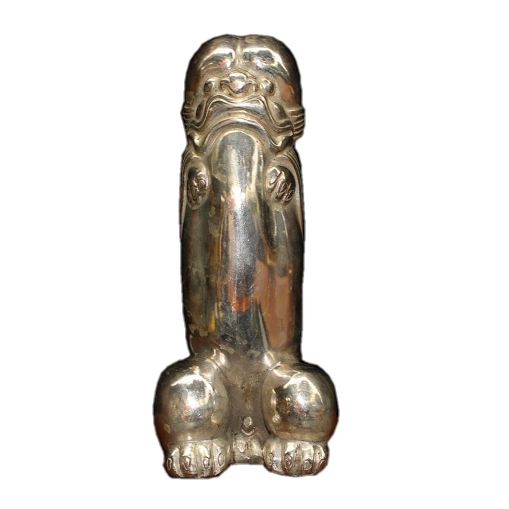 Statua Artigianale Guardia Intagliata Cinese Foo Dogs Lion Maligni Bestia Testa Statua
