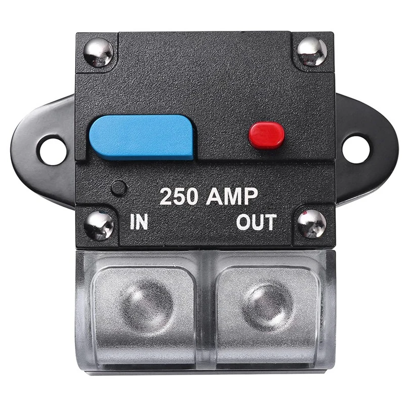 1 Pz 250 Amp High Amp Marine Rated Circuit Breaker Impermeabile Nero Per Motore Da Traina Barca Con Interruttore Di Ripristino Manuale,