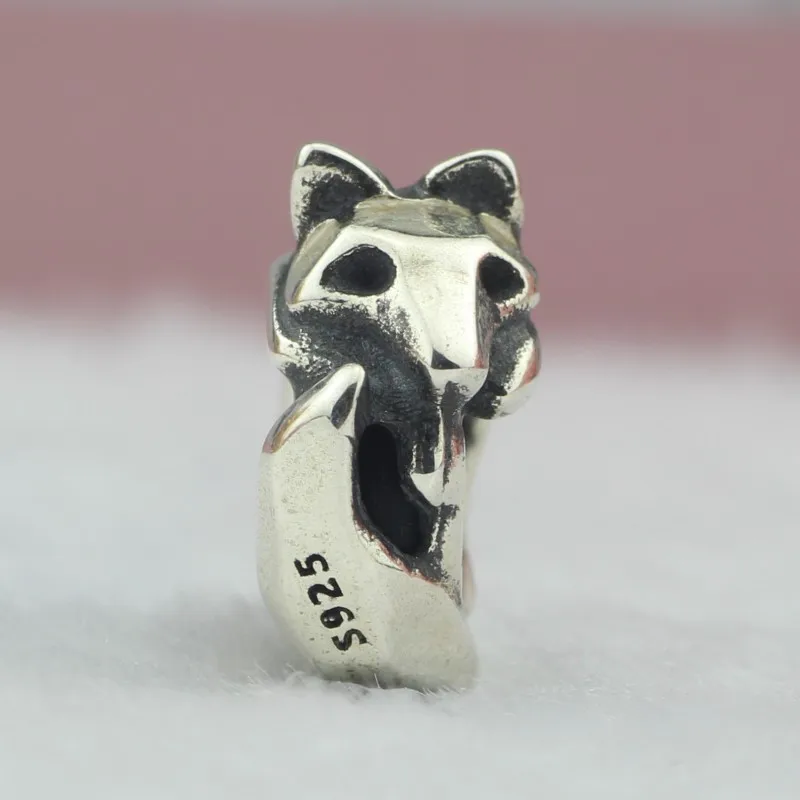 925 Sterling Silver Fox Spacer Stopper Charm Bead Adatto Al Braccialetto Europeo Troll 3.0Mm