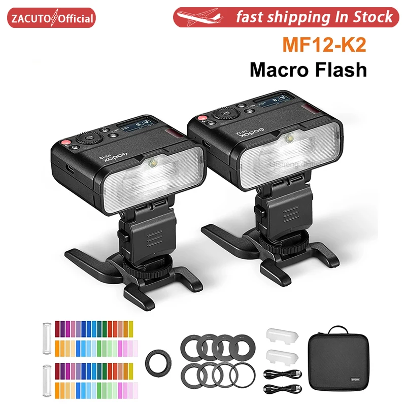 Mf12-K2 Macro Flash Light 2.4Ghz Wireless Control Sistema X Integrato Ttl Flash Speedlite Con Filtro A Colori Mf12 Macro Light