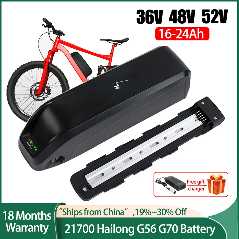 Batteria Elettrica Ebike Per Bicicletta Hailong G70 G56 21700 18650 Samsung Lg Cells Pack 48V 19.2Ah 36V 24Ah 52V 14.4Ah Batteria Al Litio