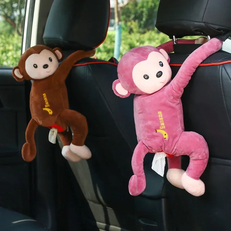 Pippi Tissue Pumping Creative Monkey Tissue Box Car Hanging Cartoon Tissue Box Car Seat Back Tissue Box