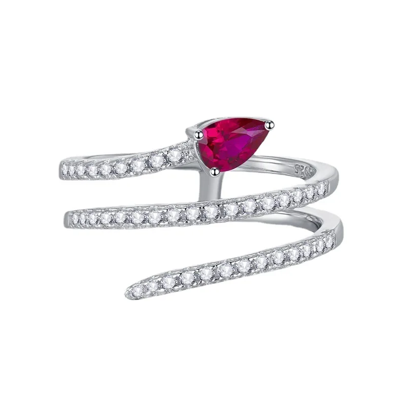 2023 Nuovo S925 Argento Smart Snake Ring 4*6 Pigeon Blood Red Ring Donna Europea E Americana Ins Style