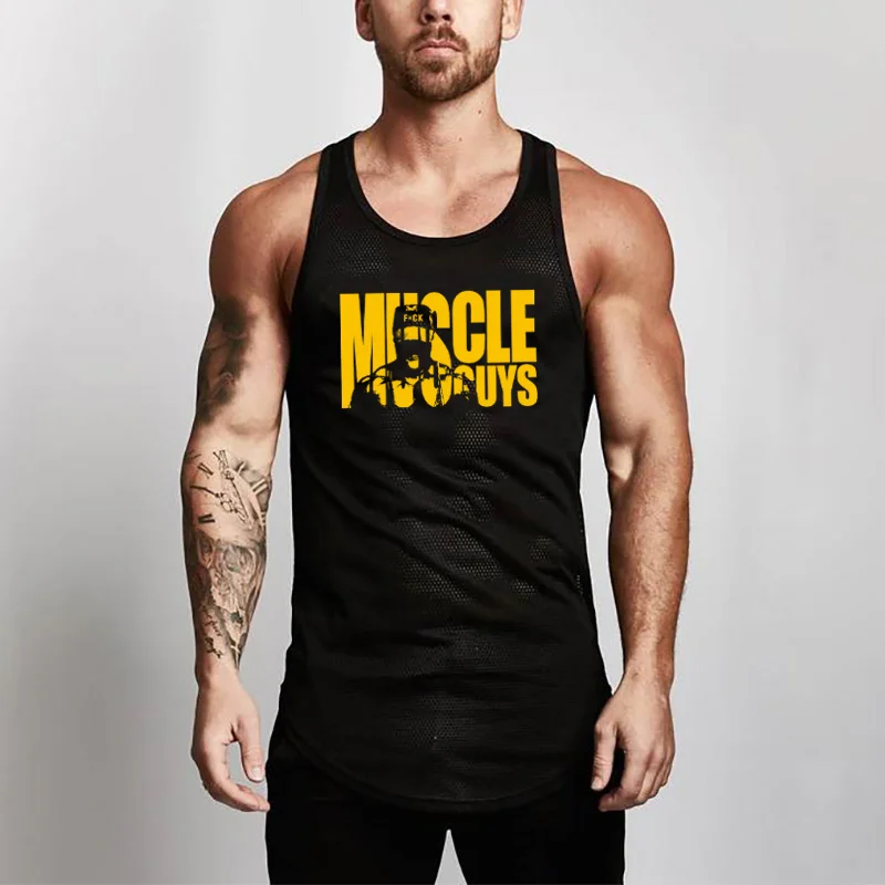 Canotta Da Bodybuilding Da Uomo 2023 New Mesh Senza Maniche Lettere Stampa Camicia Uomo Palestre Fitness Canotta Stringers Canottiera Abbigliamento