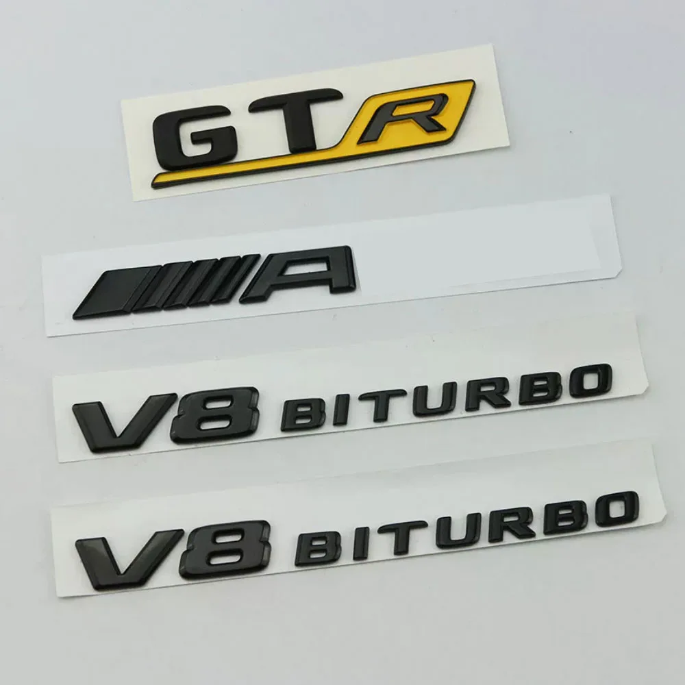 For Mercedes Benz Gtr Amg V8 Biturbo Car Styling Ebleme Lettering Sticker Logo Accessories Black Gloss