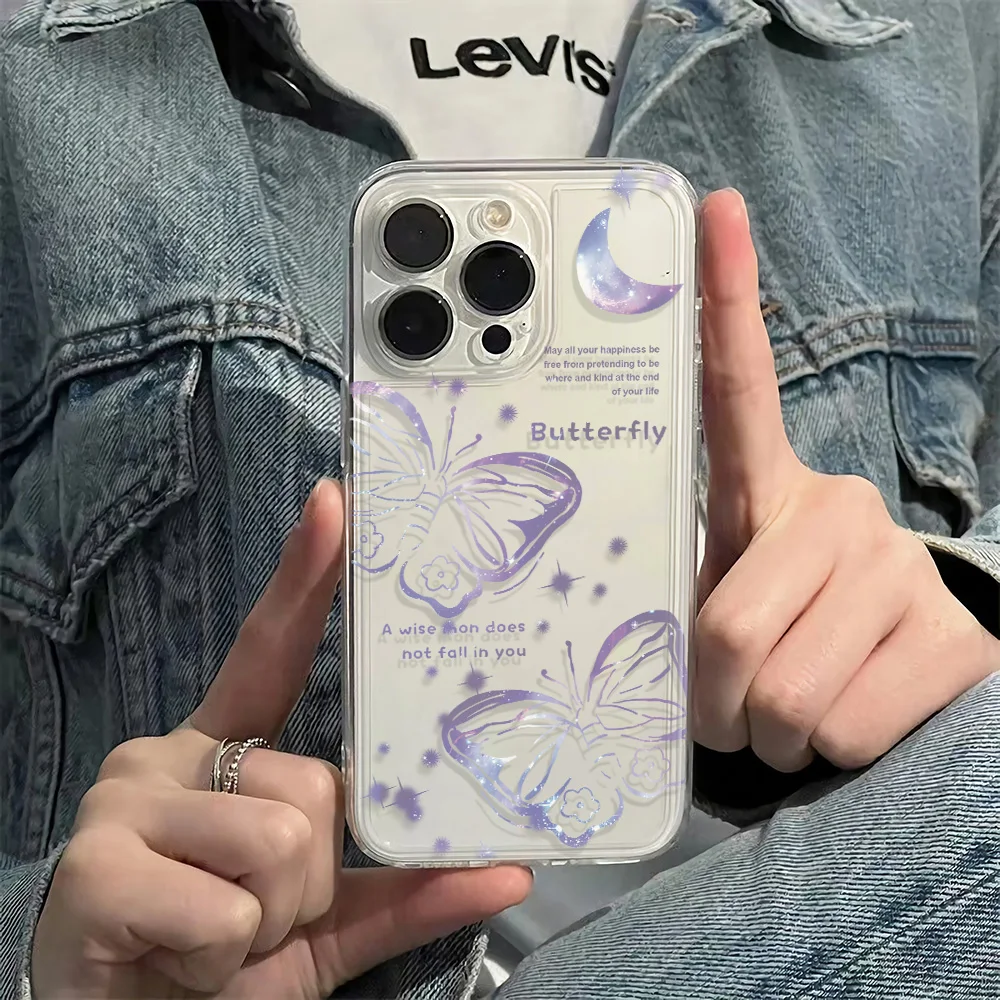 Niche Sense Blue Butterfly  Case For Iphone 11 Cases Iphone 14 12 13 Pro Max 13 Mini Xr 7 8 Plus Se 2022 X Xs Max Cover Shell