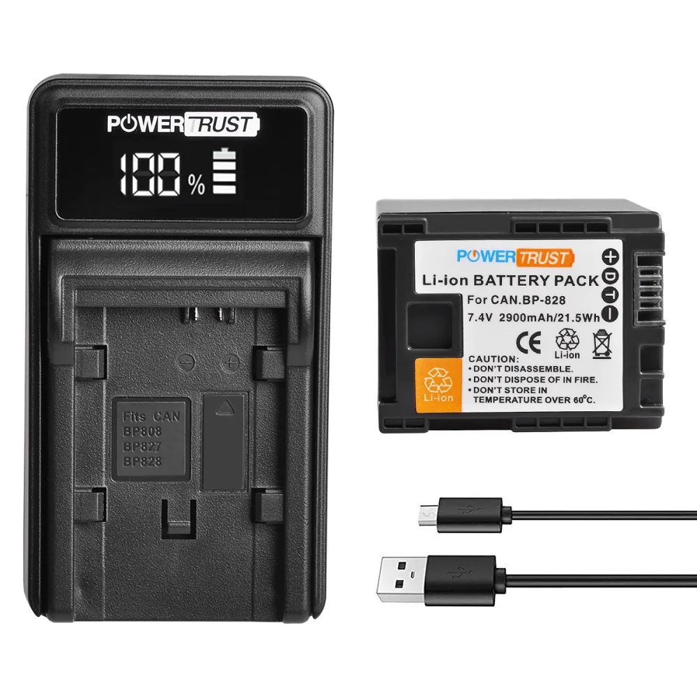 Batteria Bp-828 E Caricatore Usb Per Canon Vixia Hf G50/ G60, Xa40, Xa50, Gx10, Hfg20, Hf G21,Hfg30,Hfm301,Hfm41 Xf400 Xf405