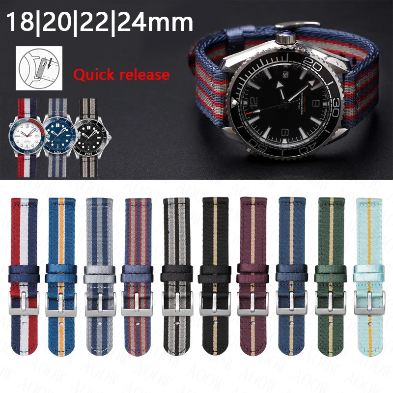 Cinturino Intrecciato In Nylon Per Omega Seamaster 300 Rolex Submariner Seiko Diver Watch Cinturino Per Orologio Moonswatch Moda A Sgancio Rapido