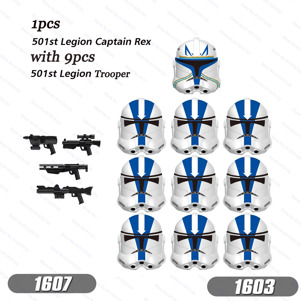 10Pcs Clone 501St Legion Troopers Con Captain Rex Assemblare Building Blocks Mattoni Action Figure Toys Regali Per Bambini