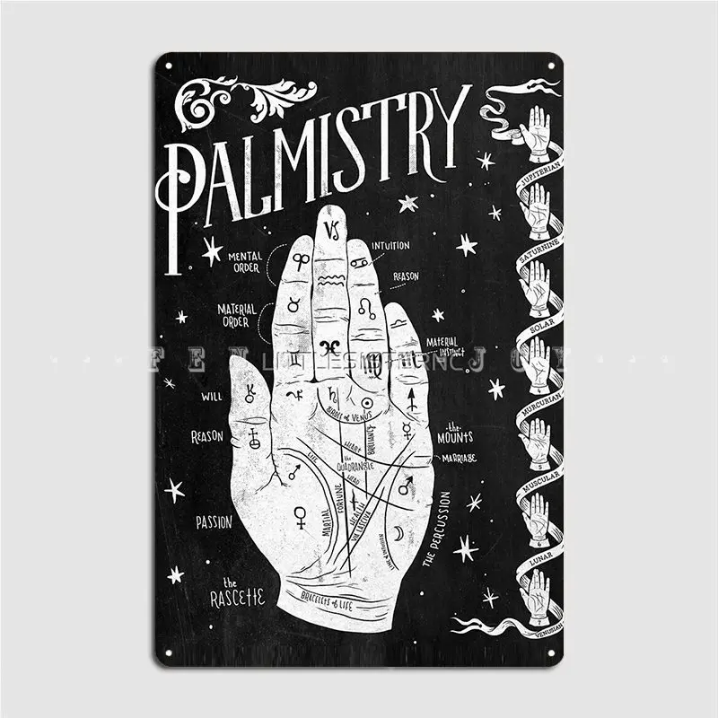 Palmistry Hand Map Poster Targa In Metallo Club Party Club Bar Retro Wall Decor Tin Sign Poster