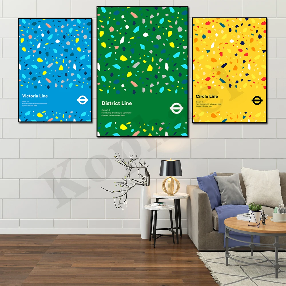 Mappa Della Metropolitana Dell'Area Di Londra Stampa Pittura Astratta Su Tela Colorata