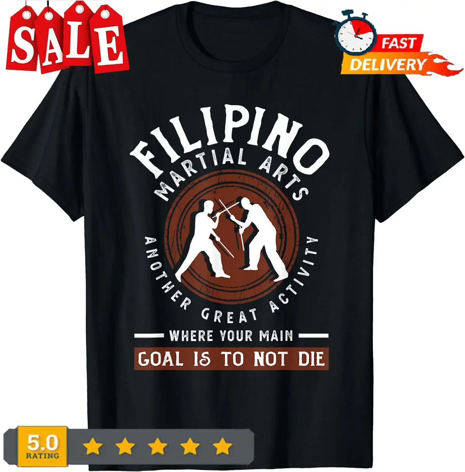 Eskrima Kali Arnis Escima Sticks T-Shirt Filippina Per Arti Marziali Taglia S-5Xl