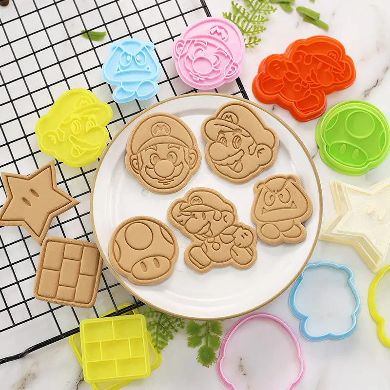 Vendita Calda Super Mary Cartoon Cookie Mold Cucina Creativa Diy Cookie Cutting Mold Mario 3D Press Flip Sugar Baking Worker