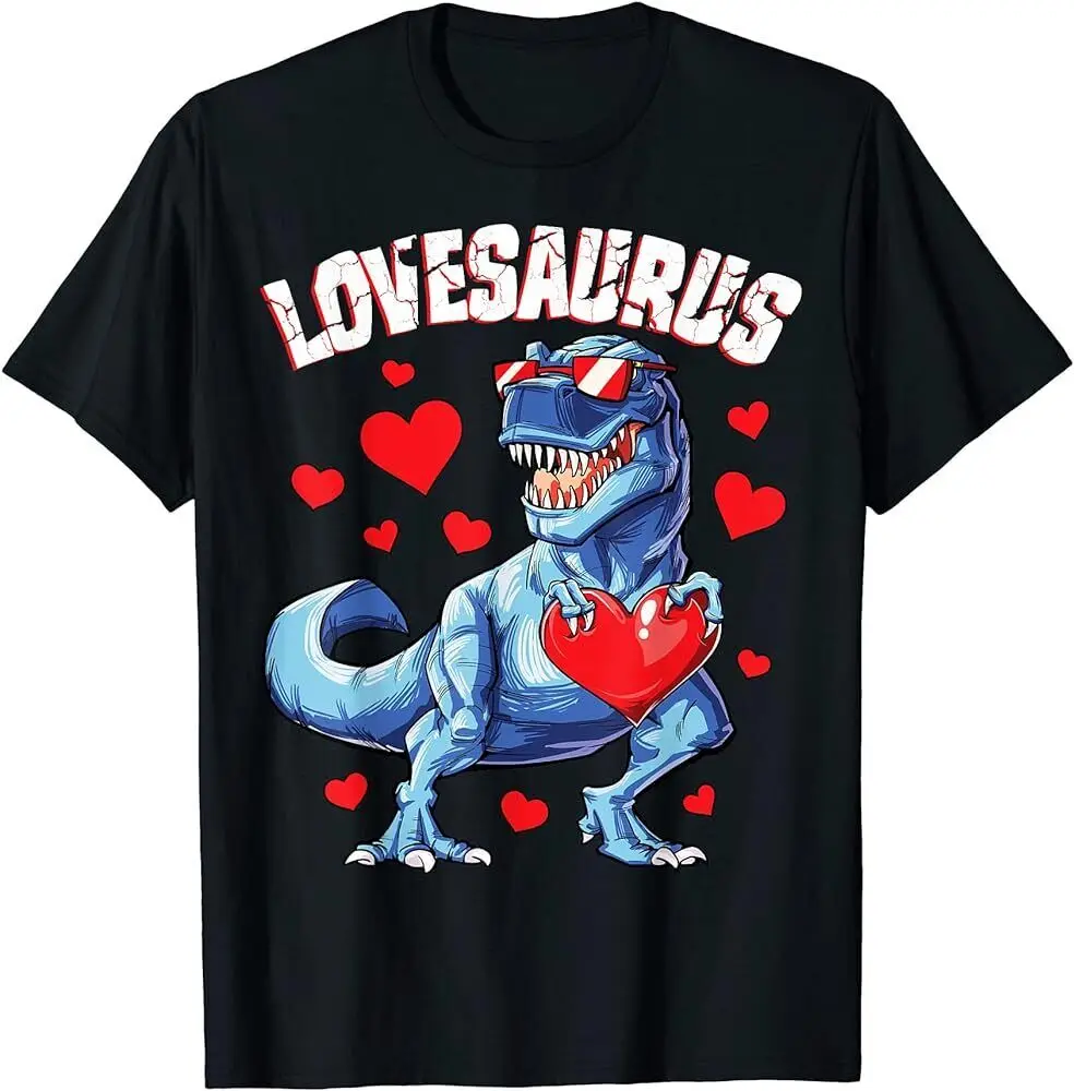 San Valentino Dinosaur Lovesaurus T Rex Boys Men Love Heart Shirt Maniche Lunghe O Corte