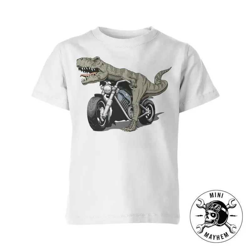 Dinosauro Biker Kids T Shirt Moto Rex Moto Mayhem Maniche Lunghe O Corte