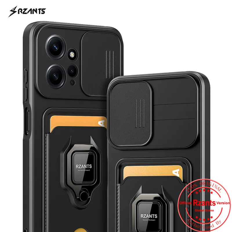 Rzants Per Xiaomi Redmi Note 12 4G Fashion Case[Bison]Smooth Business Push-Pull Card Holder Ring Armor Case Cover