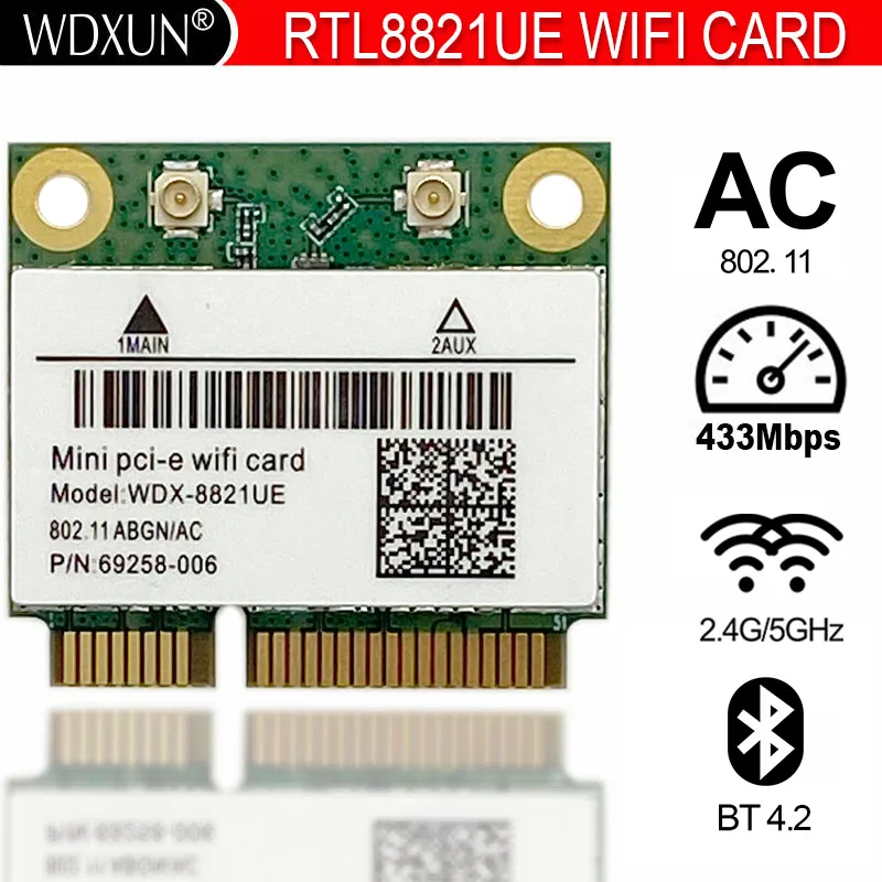 Rtl8821Ce 802.11Ac Wi-Fi + Bt 4.2 433Mbps Wifi 4.2 Bluetooth 2.4Ghz 5Ghz Dual-Band Mini Pcie Wifi Card Rtl8821 Per Dell Acer Asus