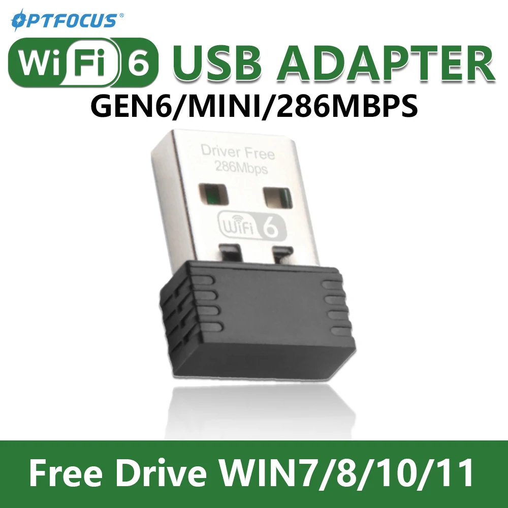 Optfocus Wifi6 2.4G 286Mbps Adattatore Wifi Usb Per Pc Adaptador Wifi 6E Dongle Usb Mini Wireless Wi Fi Ricevitore Para Pc