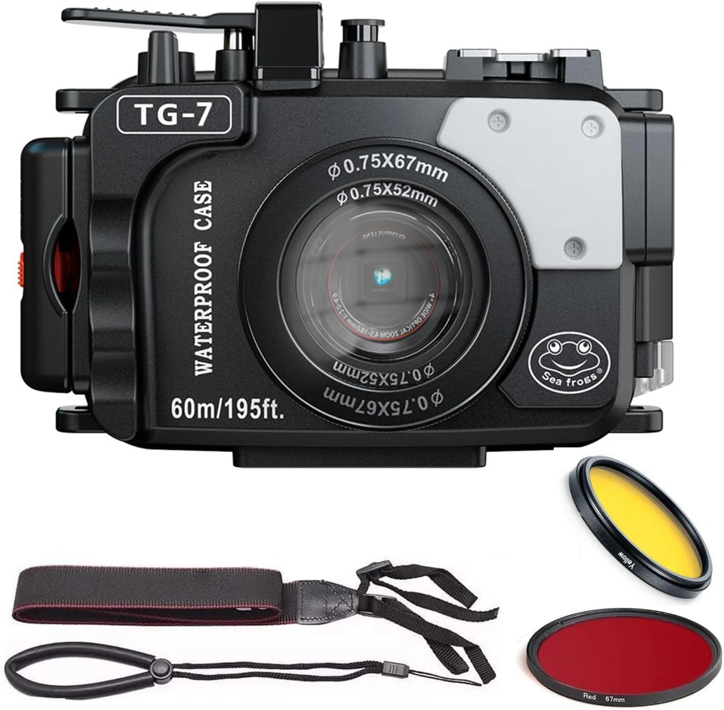 Canmeelux Wpc-Tg7 Custodia Impermeabile Custodia Subacquea 195Ft/60M Funziona Per Fotocamera Olympus Tg-7 (Filtro Rosso + Giallo)