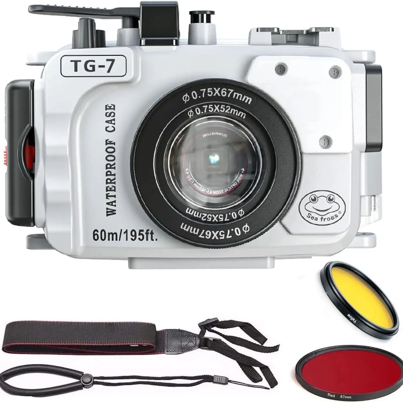 Canmeelux Wpc-Tg7 Custodia Impermeabile Custodia Subacquea 195Ft/60M Funziona Per Fotocamera Olympus Tg-7 (Filtro Rosso + Giallo)