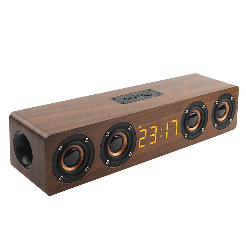 Computer Altoparlante Bluetooth In Legno Potente Tv Soundbar Boombox Con Quattro Altoparlanti Sveglia Sistema Home Theater Subwoofer