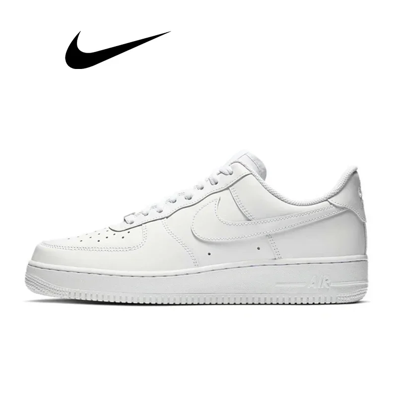 Nike-Chaussures De Skate Basses Pour Hommes Et Femmes, Air Force 1 07, All White Casual, Classic Sports Sneakers, Af 1