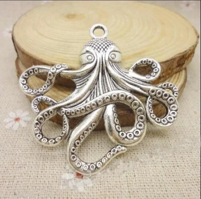 2 Pezzi Octopus Key Steampunk Calamari Nautici Kraken Ciondolo In Argento Tibetano Antico Trovare Accessori Collana Braccialetto Vintage