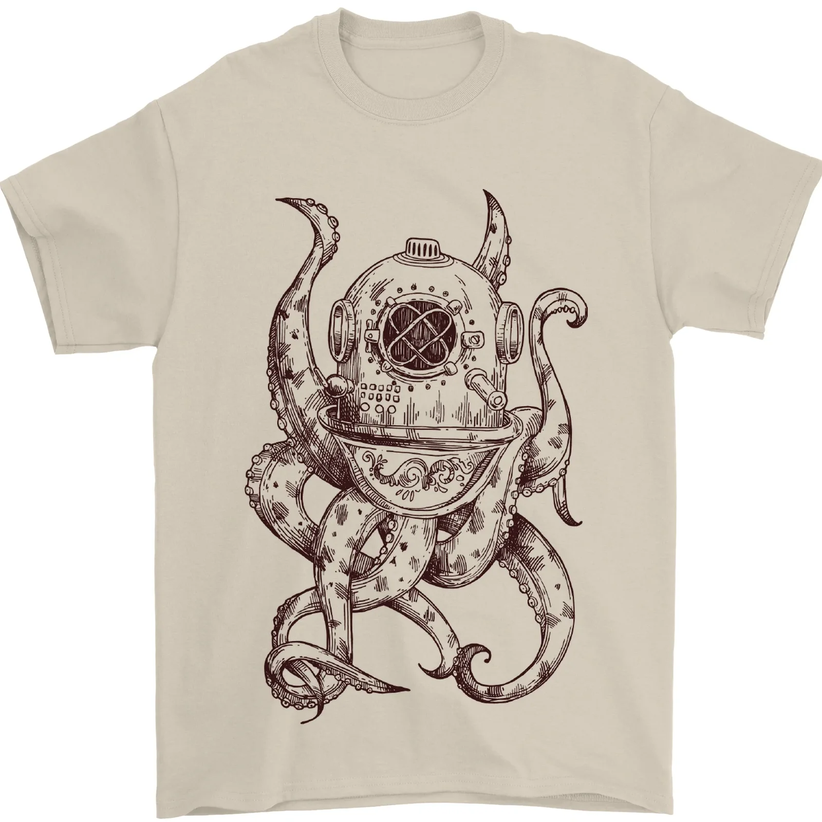 Steampunk Octopus Kraken Cthulhu T-Shirt 100% In Cotone