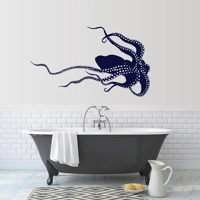 Polpo Kraken Calamari Tentacoli Pesce Di Mare Subacqueo Animale Oceano Adesivo Da Parete Trasparente Vinile Adesivo Per Auto Murale Arte Bagno 3D45
