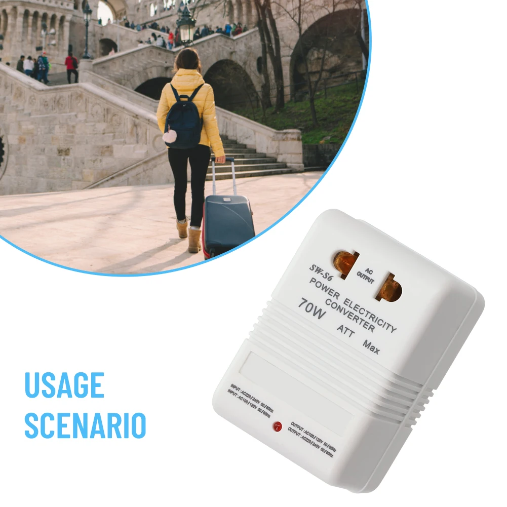 Convertitore Di Tensione A Doppio Canale Da Viaggio Con Trasformatore Da 70W Per Conversione Da 110/120V A 220/240V O 220/240V A 110/120V