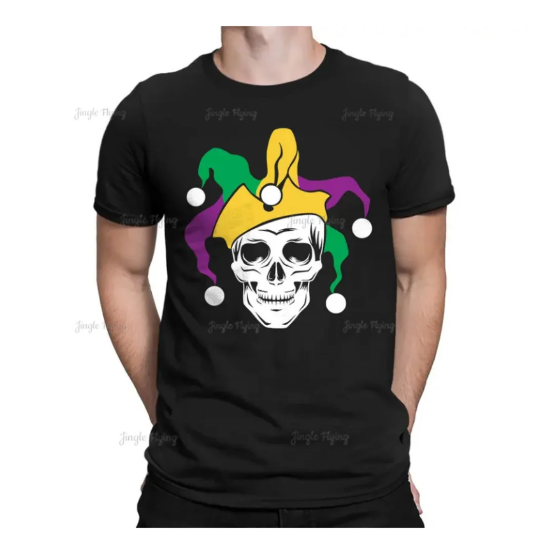 Carnival Jester Skull Let Good Times Roll Back Party Che Beve T-Shirt Da Uomo