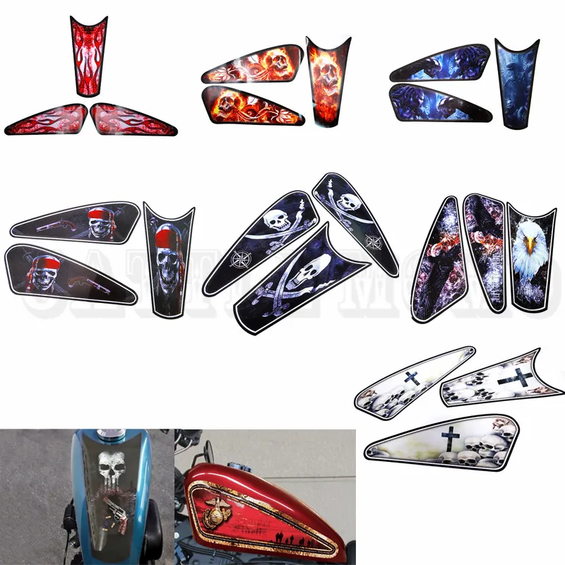 Adesivo Decalcomania Serbatoio Carburante 3D Moto Per Harley Sportster Iron Xl 883 1200 X48 72 Cafe Racer Street Tracker Bobber Chopper