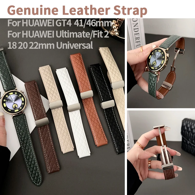 18 20 20Mm Cinturino In Vera Pelle Per Huawei Watch Gt 4 46Mm 41Mm Bracciale Di Ricambio Per Huawei Watch Fit 2 Accessori Classici