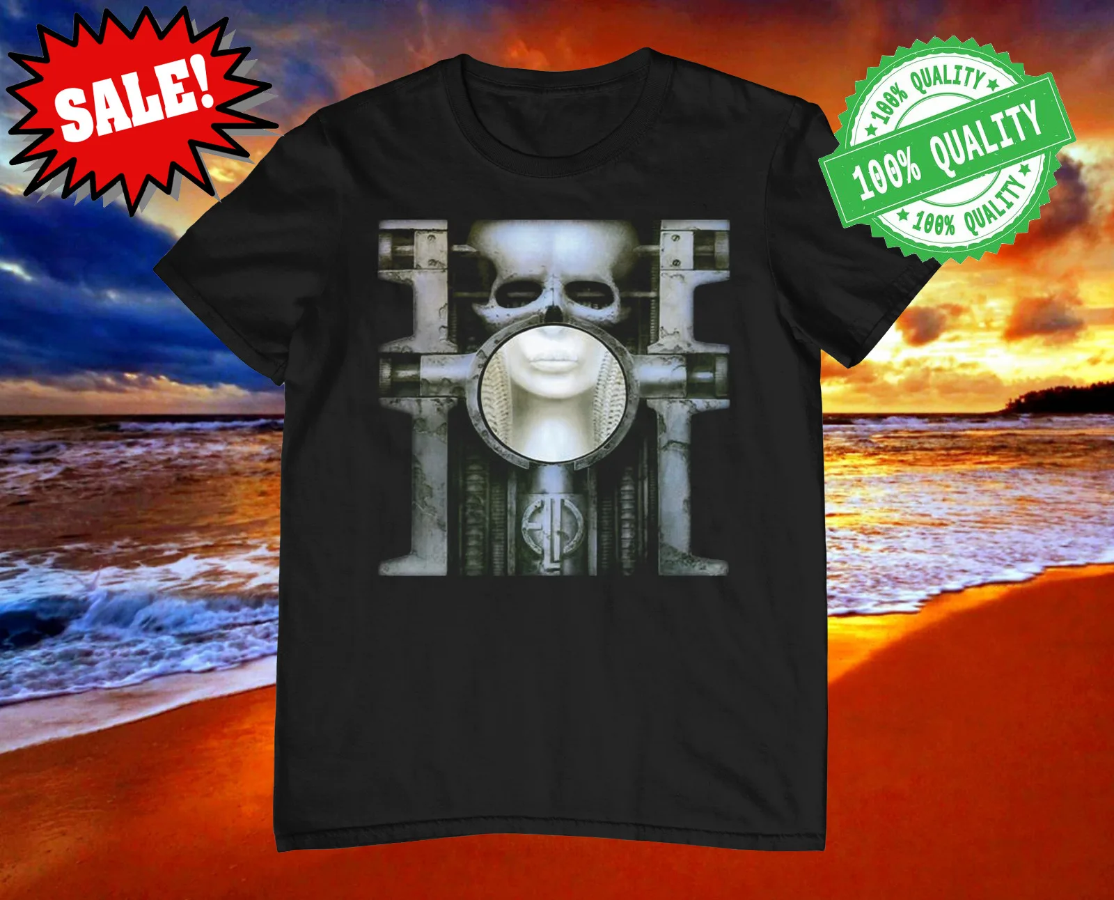 New Emerson Lake Palms Brain Salad Surgery Cotton Black S 5Xl T Shirt G893 Maniche Lunghe O Corte