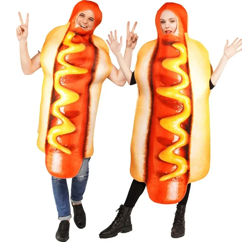 Divertente Hot Dog Body Adulto Hot Dog Cosplay Costume Stage Performance Hot Dog Costume Hot Dog Divertente Live Cosplay Costume Unisex